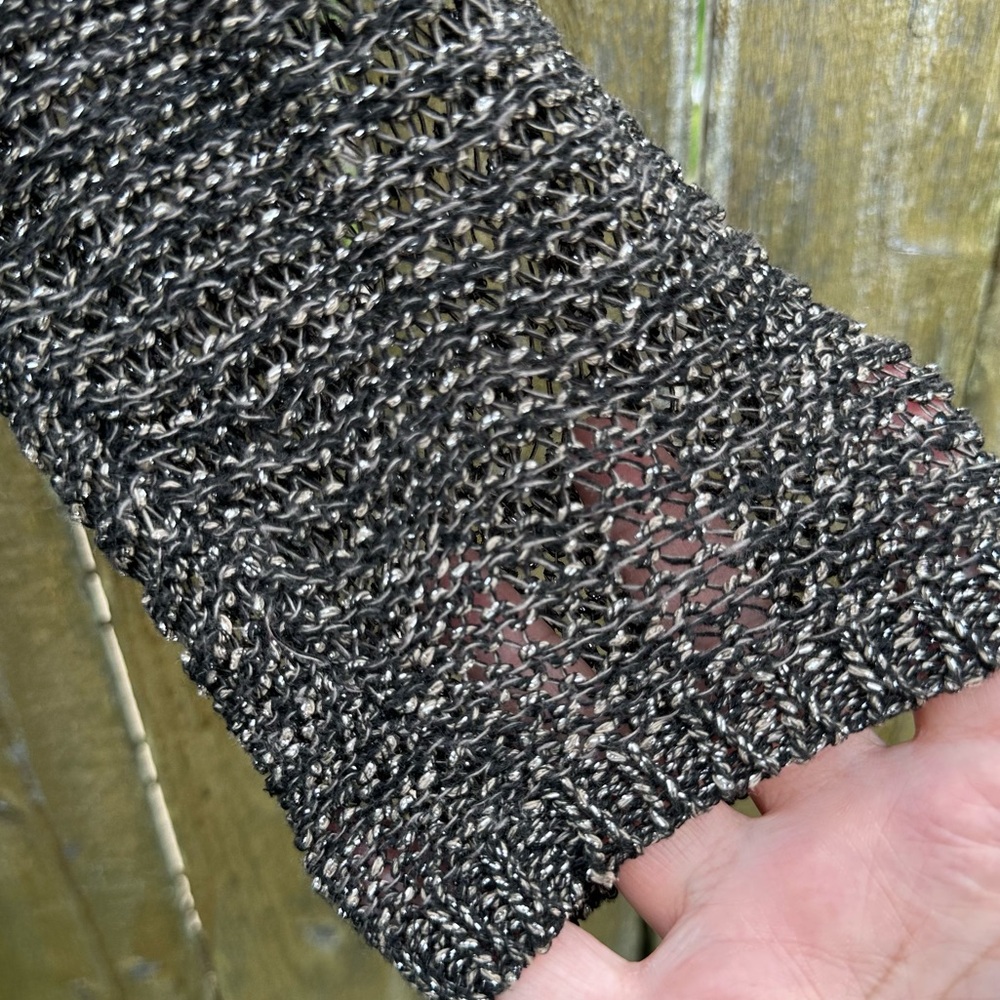 Eileen Fisher Italian Yarn Linen Blend Charcoal Cowl Neck Sweater size L - Picture 7 of 11